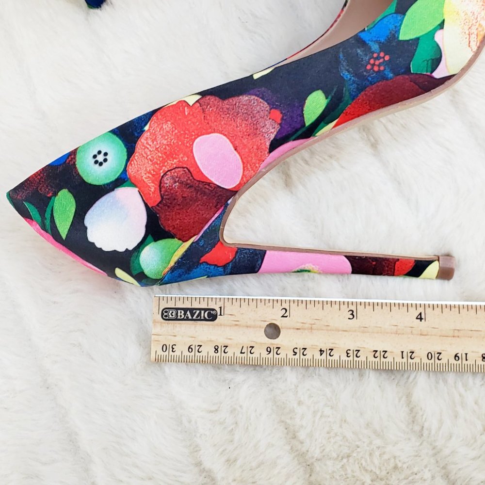 Multi Floral High Heel Pumps Slip On Shoes - Picture 3 of 9